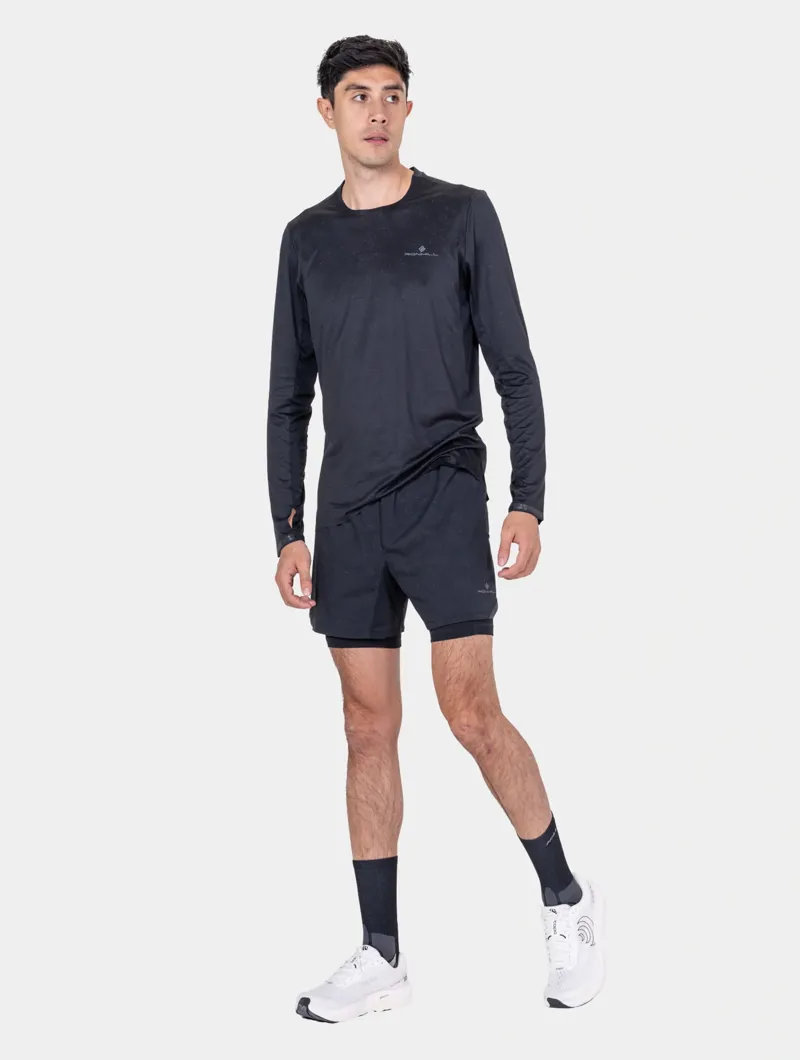 Ronhill Mens Tech Reflect Lux 5 Inch 2 in 1 Shorts in Black/Reflect-5