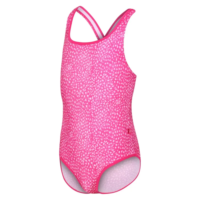 Regatta Tanvi Swimming Costume Kids in Pink Fusion Abstract Animal-1