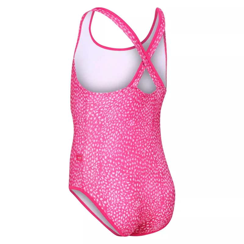 Regatta Tanvi Swimming Costume Kids in Pink Fusion Abstract Animal-2