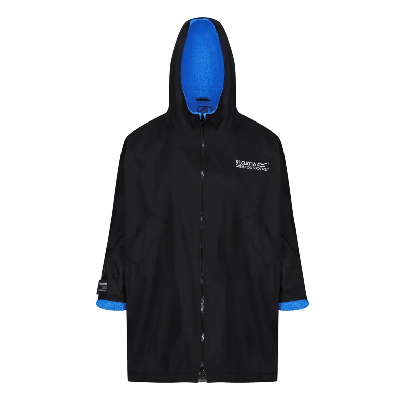 Regatta Junior Waterproof Changing Robe in Black/Oxford Blue
