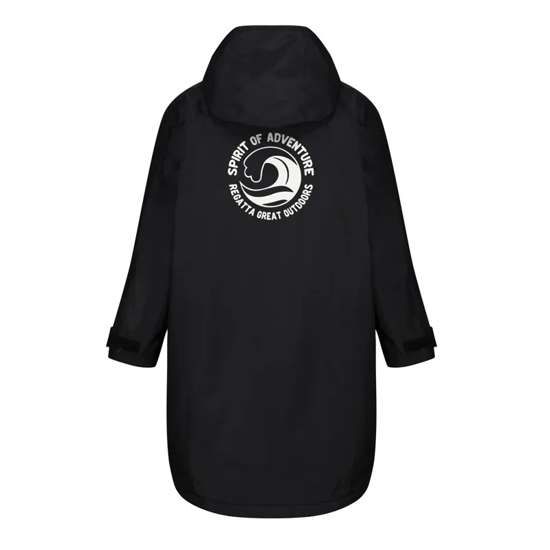 Regatta Junior Waterproof Changing Robe in Black/Oxford Blue-1