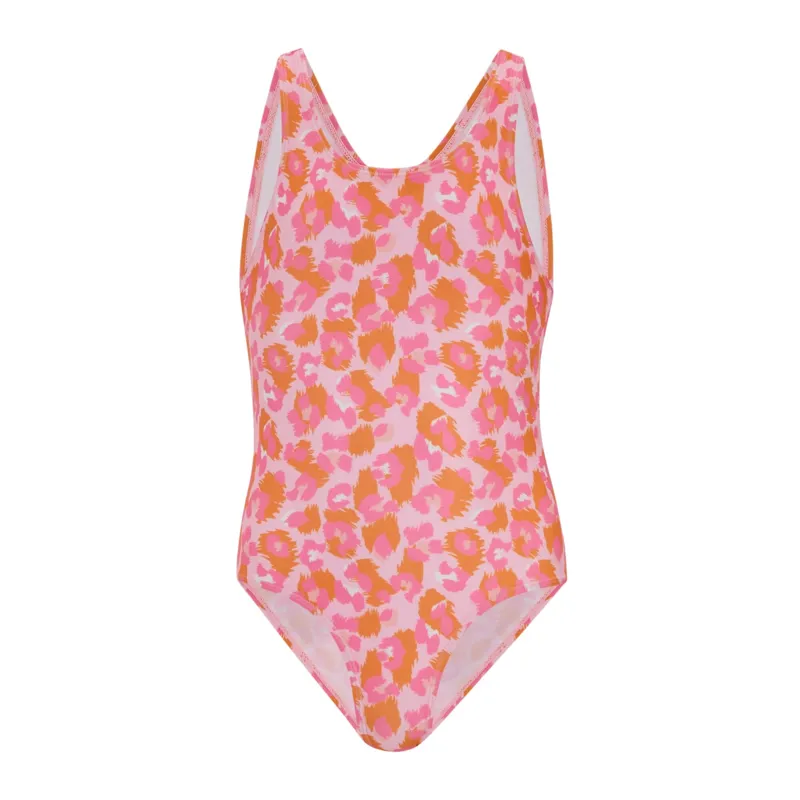 Regatta Katrisse Swimming Costume Kids in Orange Peel Leopard