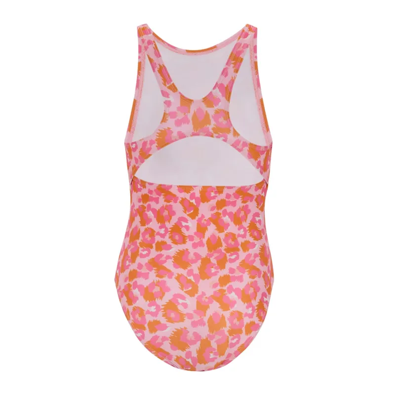 Regatta Katrisse Swimming Costume Kids in Orange Peel Leopard-1