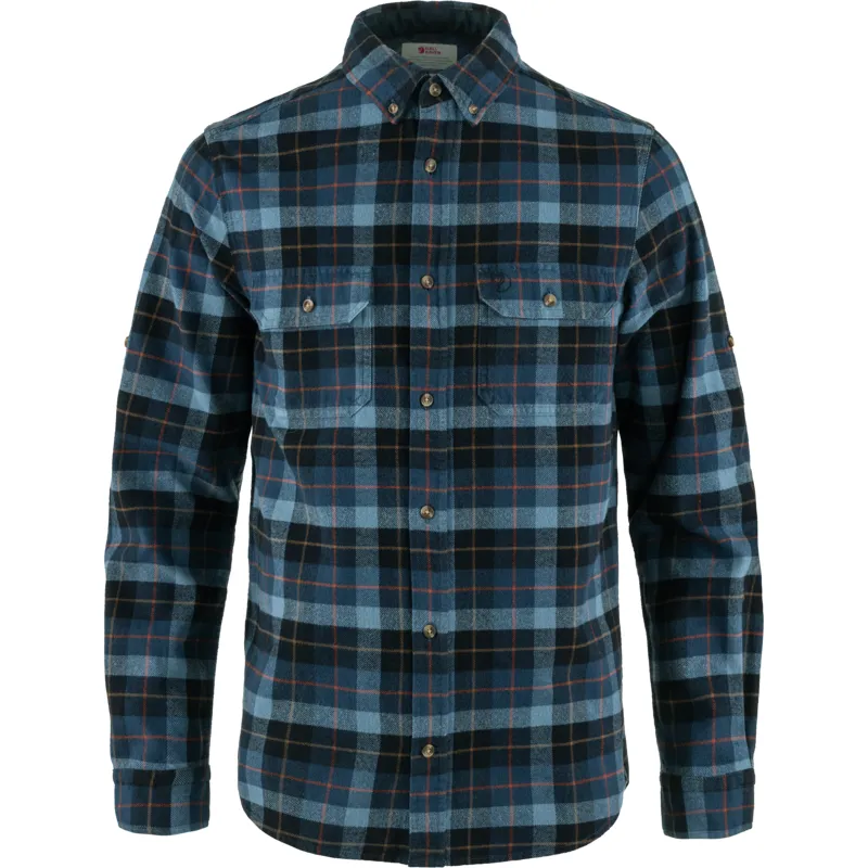 Fjallraven Singi Heavy Flannel Shirt Mens in Dark Navy Indigo Blue
