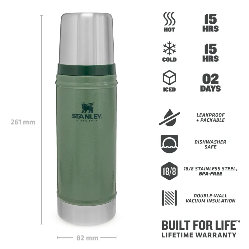 Stanley New Classic Vacuum Bottle 0.47L in Hammertone Green-3