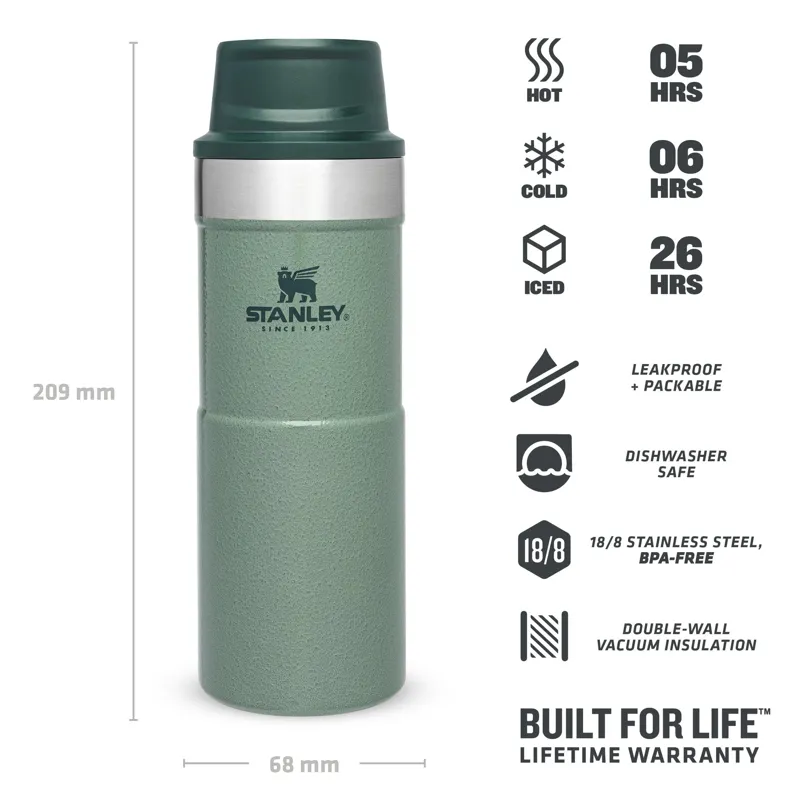 Stanley Classic Trigger-Action Travel Mug 0.35L in Hammertone Green-4