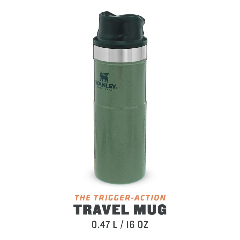 Stanley Classic Trigger-Action Travel Mug 0.47L in Hammertone Green Stanley Classic Trigger-Action Travel Mug 0.47L in Hammertone Green