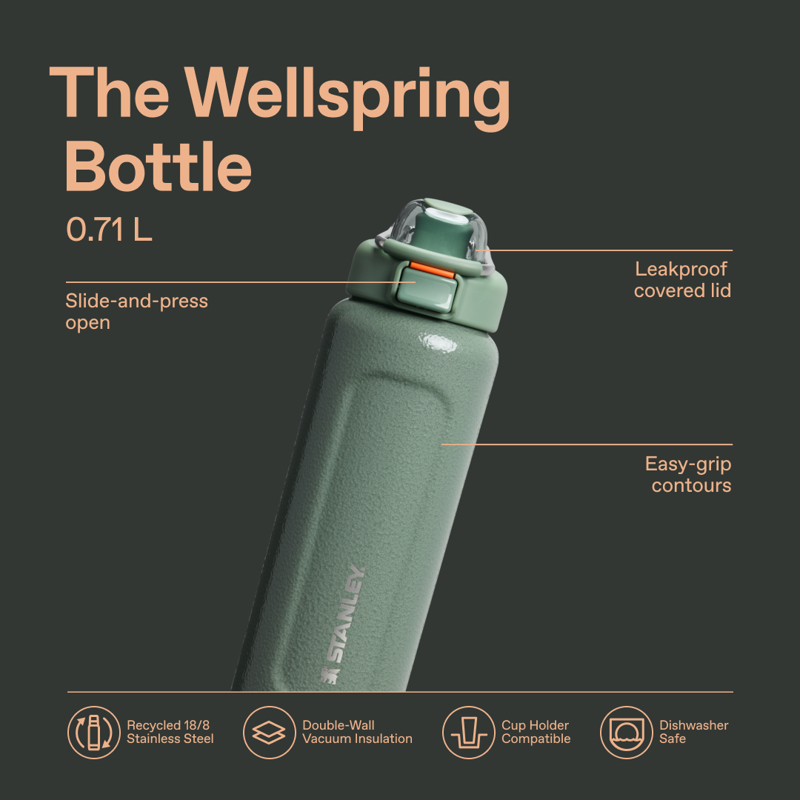 Stanley The Wellspring Bottle 0.71L in Hammertone Green-3