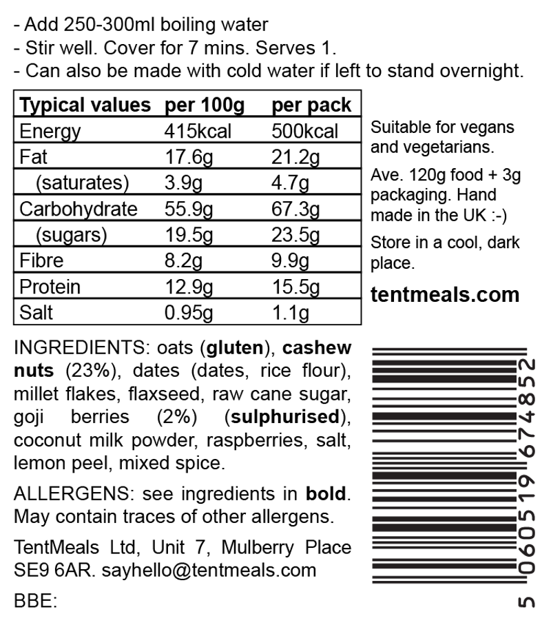 TentMeals Cashew and Goji Berry Breakfast 500 kcal-3