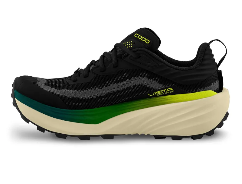 Topo Vista Trail Running Shoes Mens in Black/Lime-4