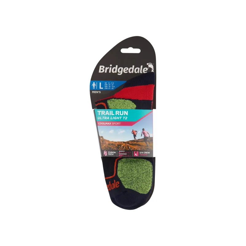 Bridgedale Trail Run Ultralight T2 Coolmax 3/4 Crew Mens Socks in Navy-2