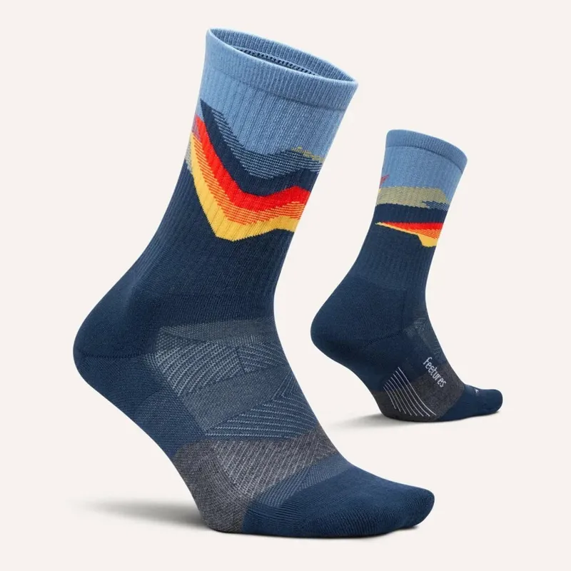 Feetures Trail Max Cushion Mini Crew Unisex in Tectonic Navy-1