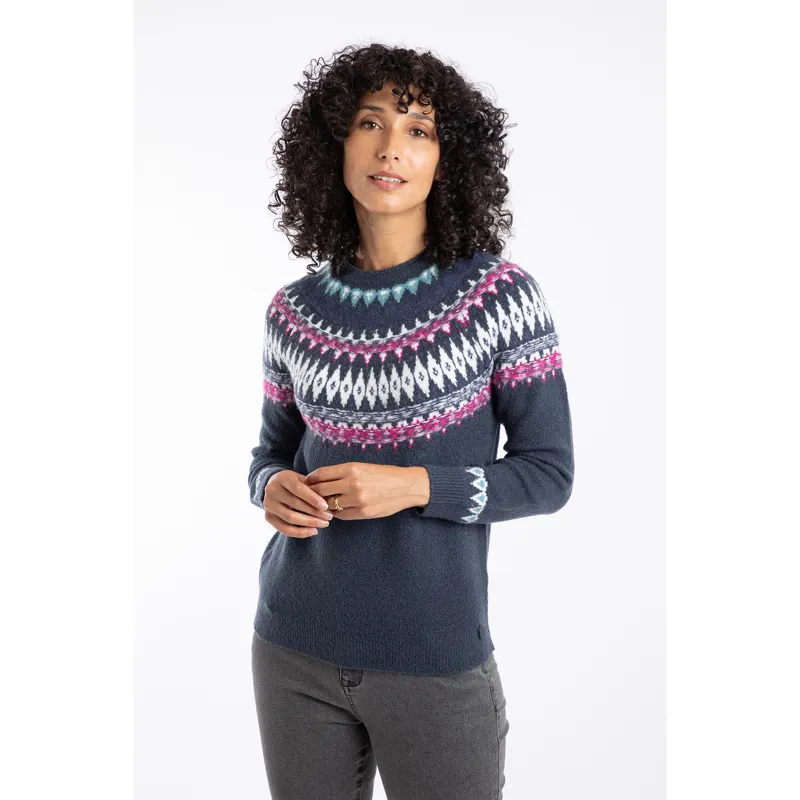 Weird Fish Lowell Eco Fair Isle Jumper Womens in Navy-3
