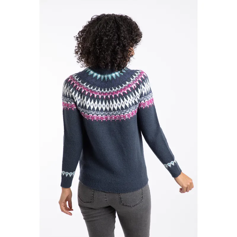 Weird Fish Lowell Eco Fair Isle Jumper Womens in Navy-2