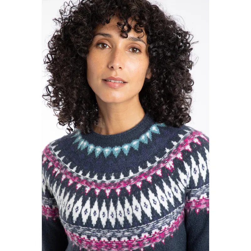 Weird Fish Lowell Eco Fair Isle Jumper Womens in Navy-5