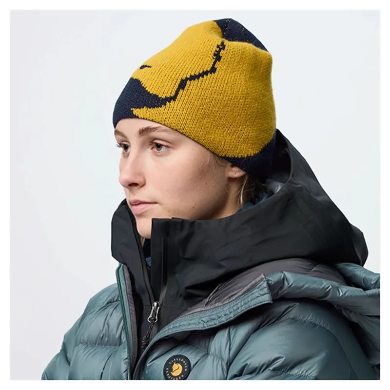 Fjallraven Bergtagen Jacquard Beanie Unisex in Dark Navy/Mustard-3