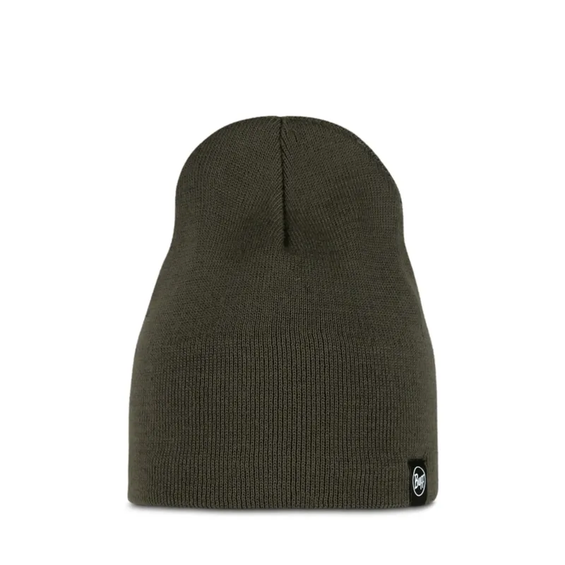 Buff Knitted and Fleece Band Hat in Lilon Short Beetle Green