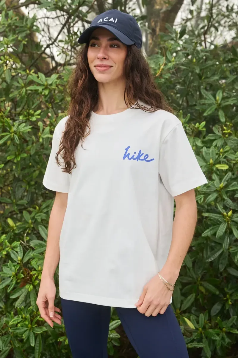 Acai Hike Hike Hike Graphic Tee Womens in Off White