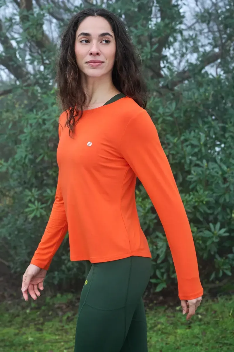 Acai On The Go Bamboo Long Sleeve Tee Women's in Mandarin-3