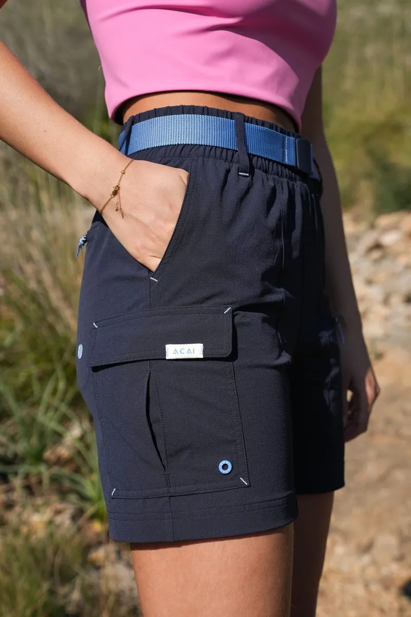 Acai Trail Blaze Women's Shorts in Deep Navy-3