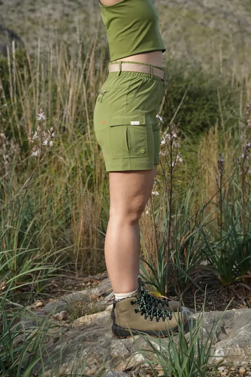 Acai Trail Blaze Women's Shorts in Olive-1