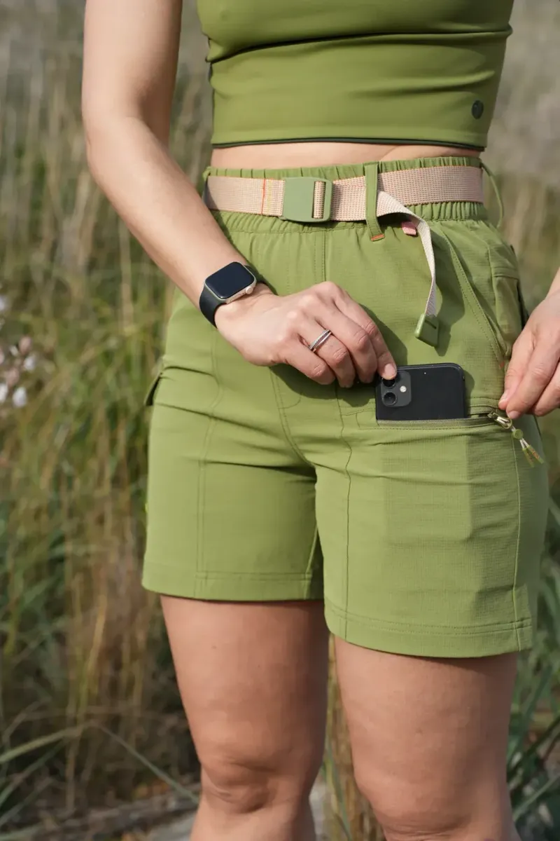 Acai Trail Blaze Women's Shorts in Olive-3
