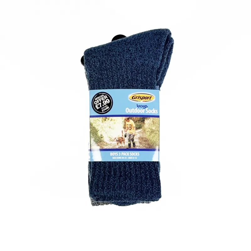 Grisport Boys Multi-Pack Hiking Sock 30-35 ages 6 - 12