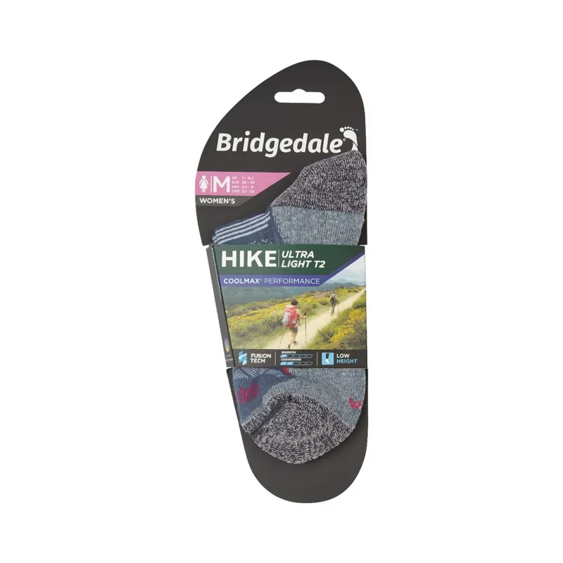 Bridgedale Hike Ultra Light T2 Coolmax Low Socks Womens in Denim-3