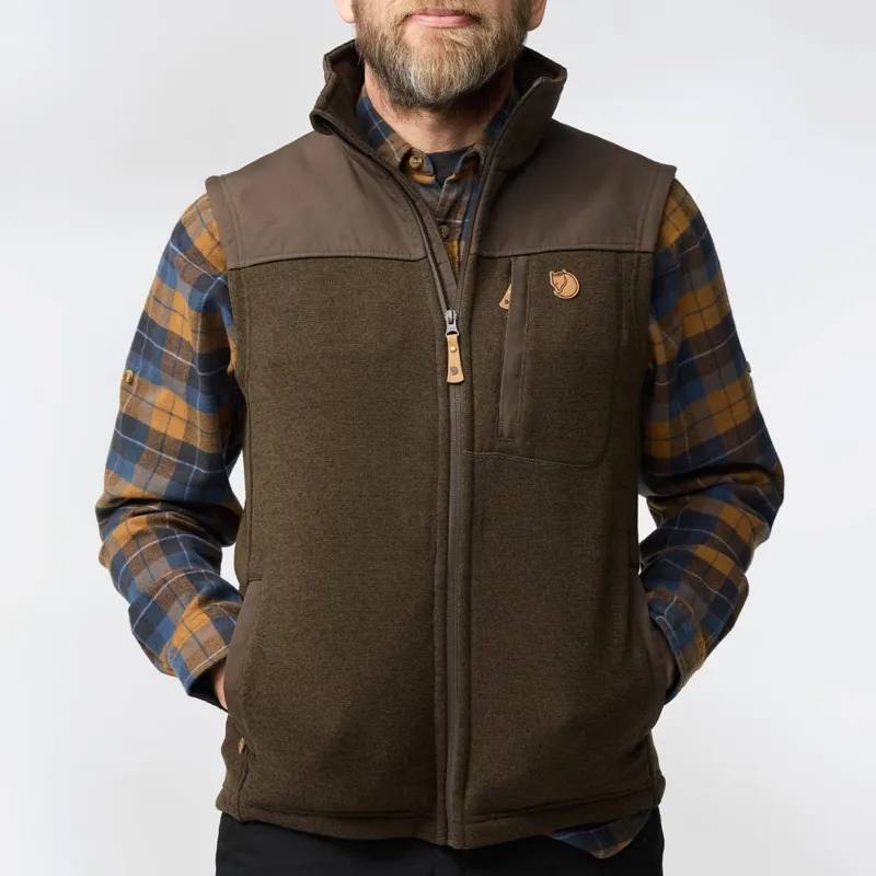 Fjallraven Buck Fleece Vest Mens in Grey/Melange-2