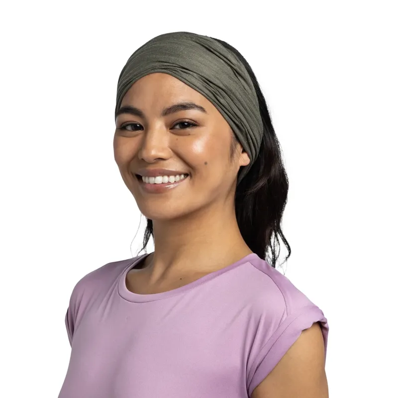 Buff Coolnet UV Neckwear in Solid Khaki-2