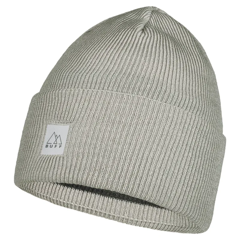 Buff Crossknit Beanie in Solid Light Grey