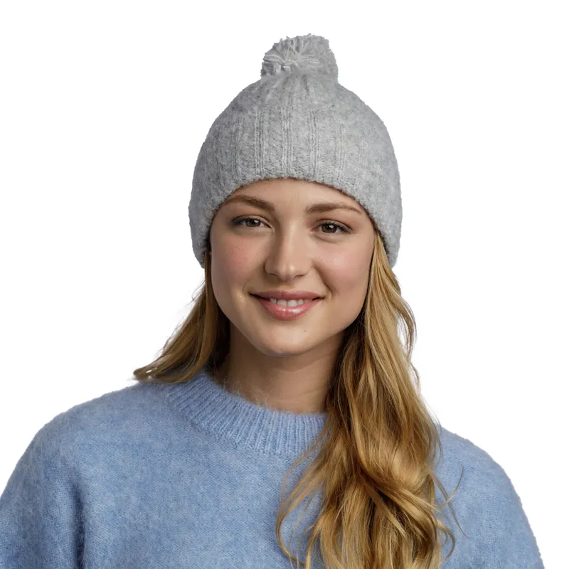 Buff Knitted Hat in Nerla Grey-1