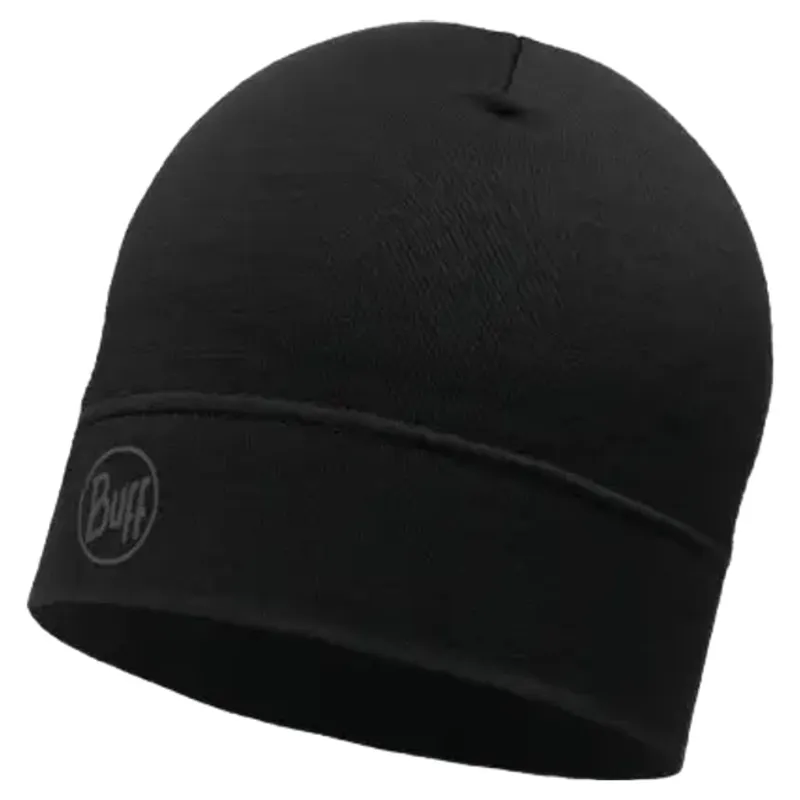Buff Lightweight Merino Wool Hat in Solid Black