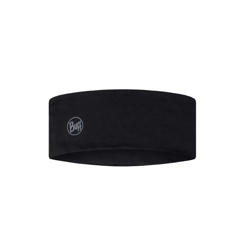 Buff Lightweight Merino Wool Headband in Solid Black