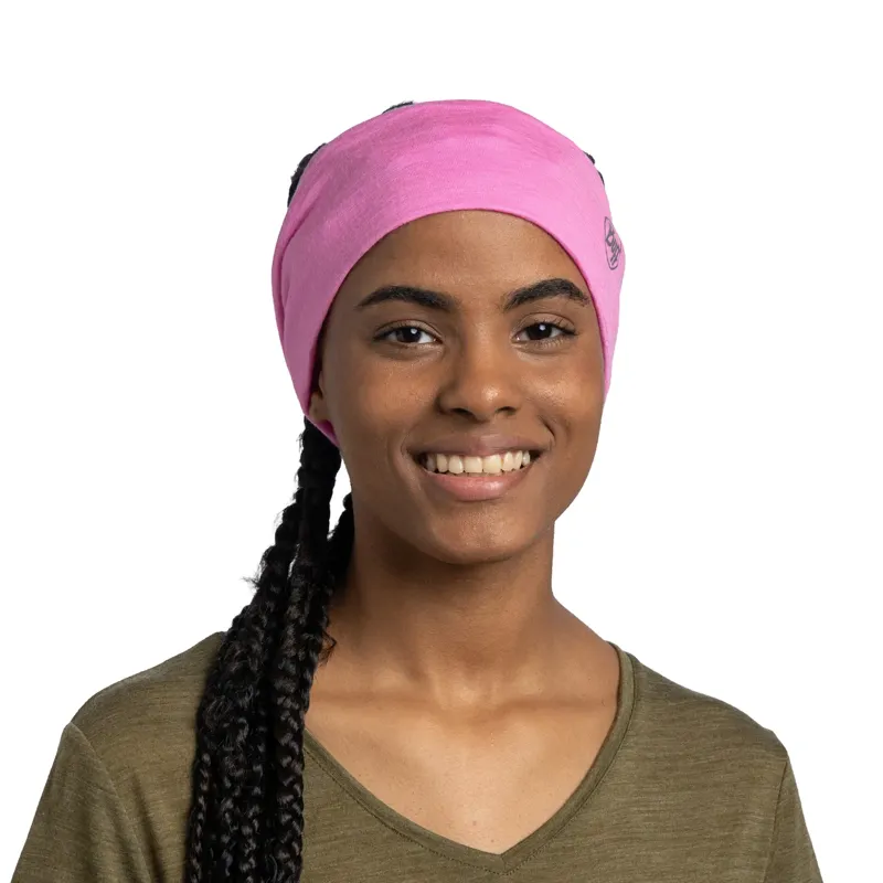Buff Lightweight Merino Wool Headband in Solid Fluor Fuchsia-1