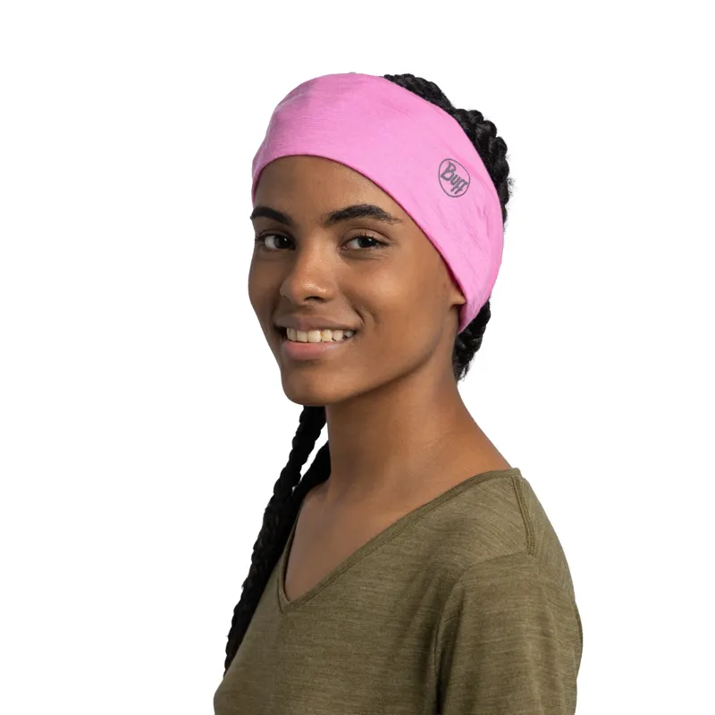 Buff Lightweight Merino Wool Headband in Solid Fluor Fuchsia-2