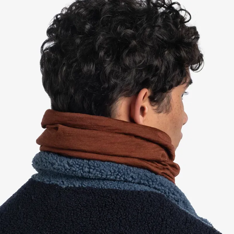 Buff Merino Lightweight Neckwear in Solid Sienna-4