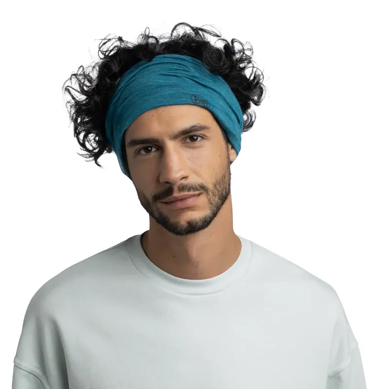 Buff Merino Lightweight Neckwear in Solid Teal-2