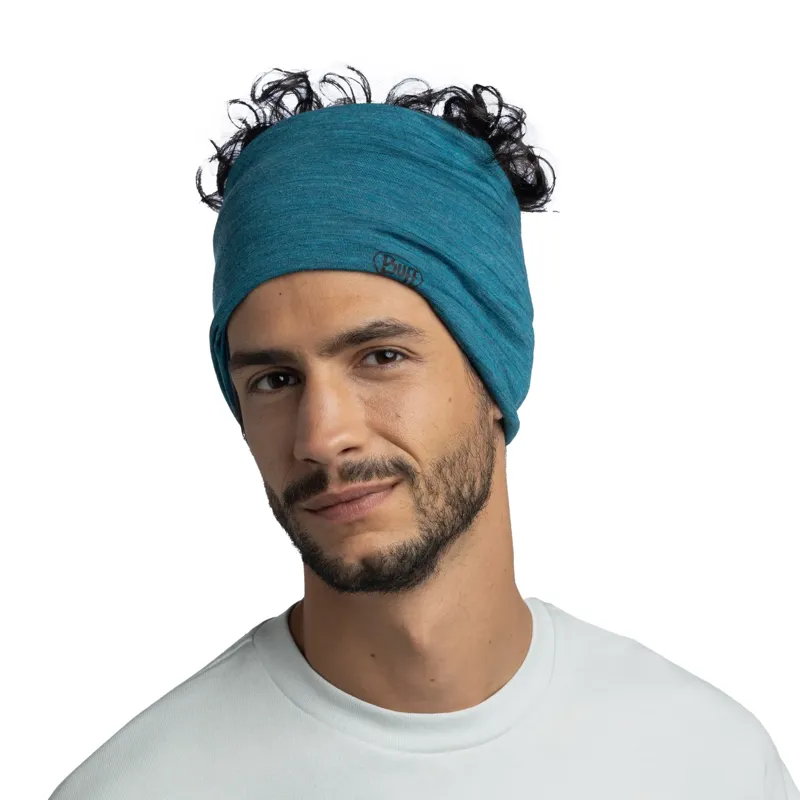 Buff Lightweight Merino Wool Multifunctional Headwear in Solid Teal-3