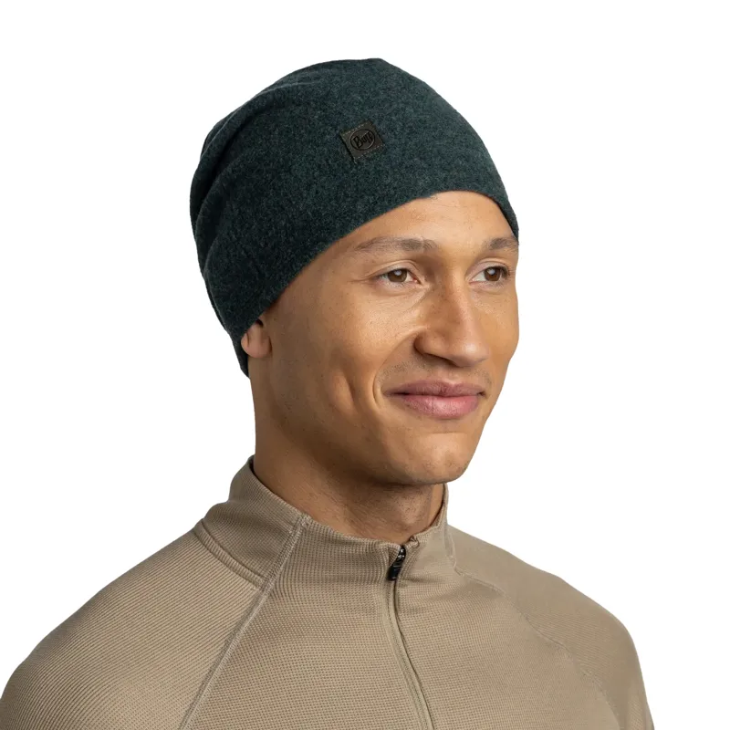 Buff Merino Fleece Beanie in Forest -2