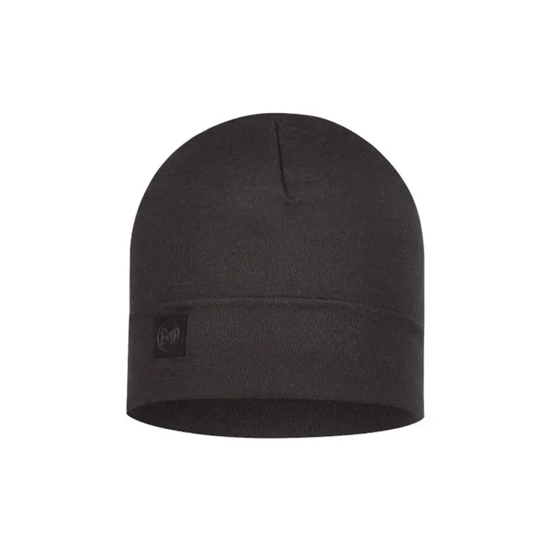Buff Merino Heavyweight Beanie in Solid Black