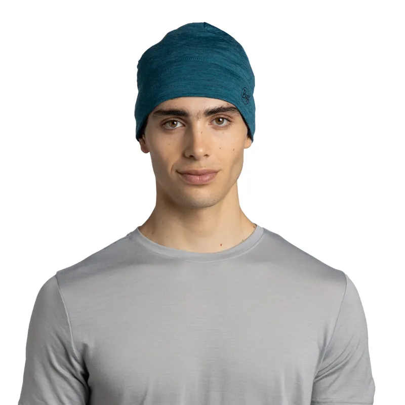 Buff Merino Lightweight Beanie in Solid Teal-1