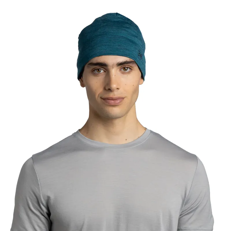Buff Merino Lightweight Beanie in Solid Teal-2