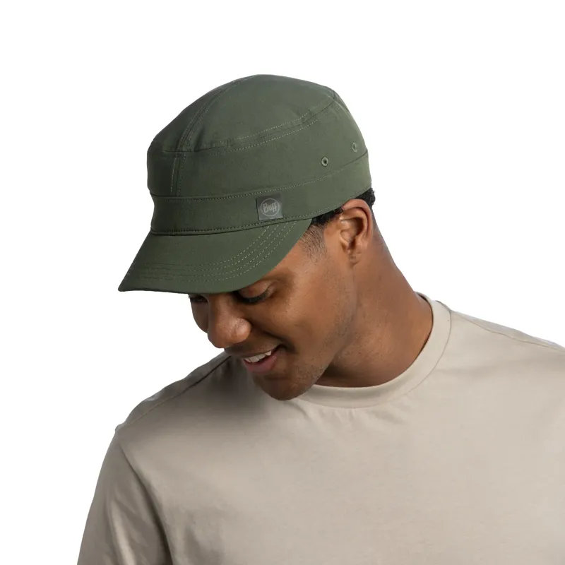Buff Military Cap in Solid Khaki-2