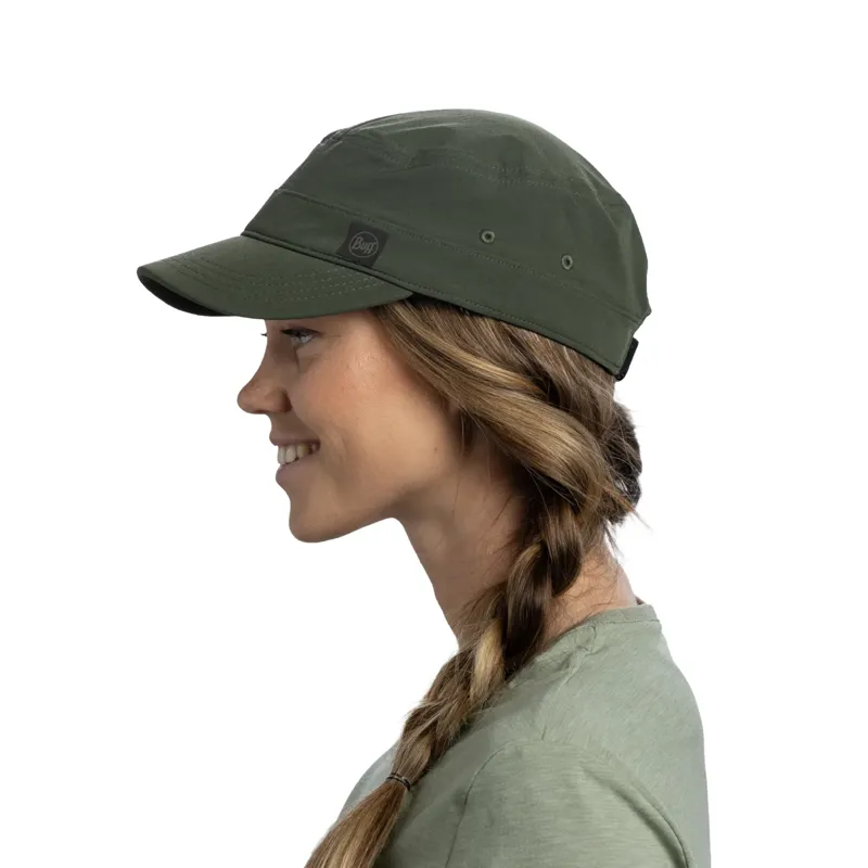 Buff Military Cap in Solid Khaki-5