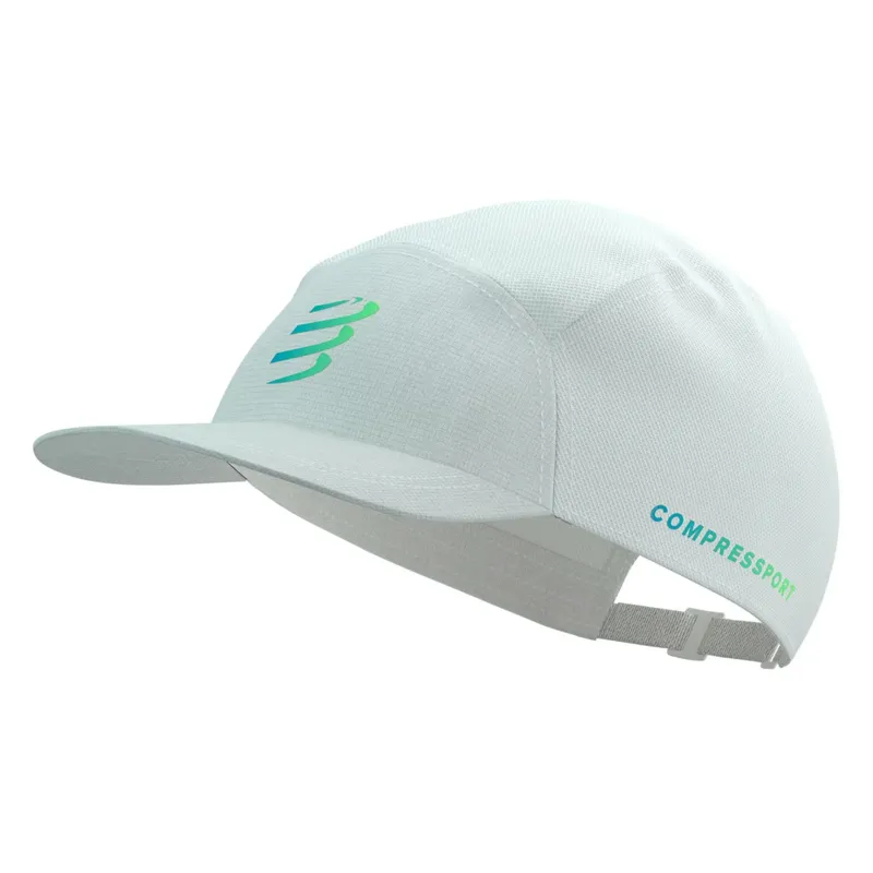 Compressport 5 Panel Running Cap in Star White/Blue-Green-4
