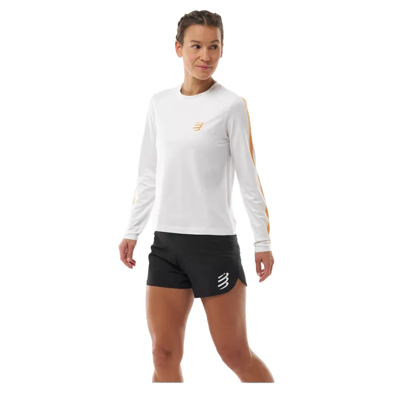 Compressport Performance Long Sleeve T-Shirt Womens in Gray/Apricot