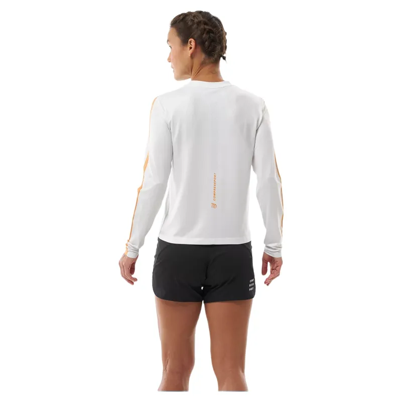 Compressport Performance Long Sleeve T-Shirt Womens in Gray/Apricot-1