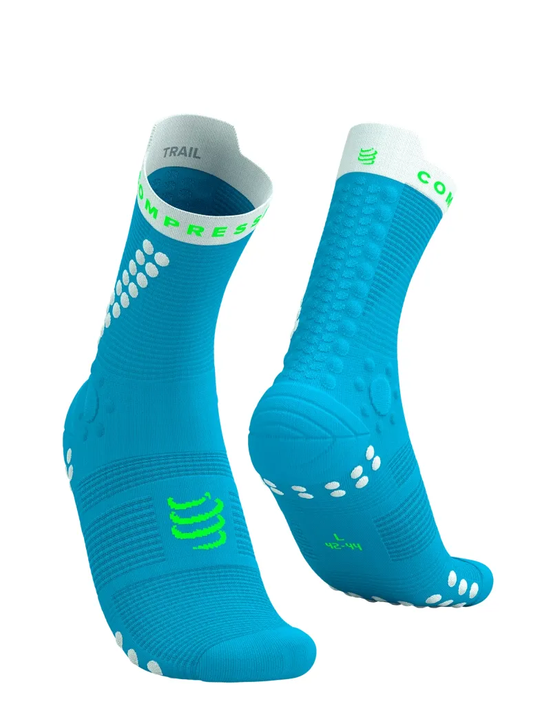 Compressport Pro Racing Socks v4.0 Trail in Norse Blue/Neon Green