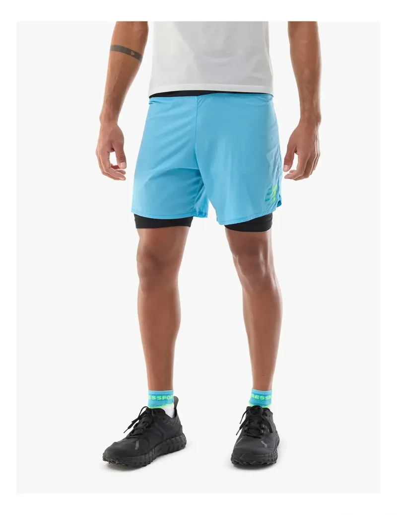 Compressport Trail Racing 2-In-1 Running Short Mens in Norse Blue